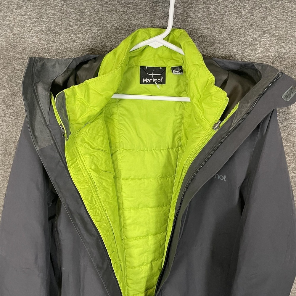 Marmot 3-in-1 Jacket Mens Small Gray GORE-TEX Hooded Insulated Waterproof 31350 - Picture 8 of 16